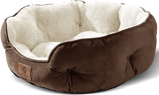 Small Dog Bed for Large Dogs, Cat Beds for Indoor Cats, Pet Bed for Puppy and Kitty, Extra Soft & Machine Washable with Anti-Slip & Water-Resistant Oxford Bottom, Brown, 20 Inches